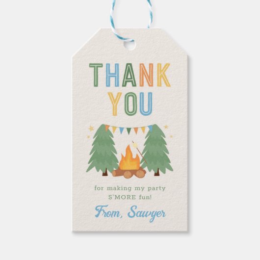 キャンピングバースデーパーティーメッセージカード ギフトタグ (正面)