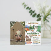 キャンピングバースデーパーティーモダンの子供 ポストカード (スタンド正面)