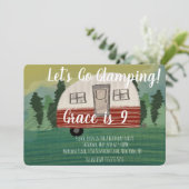 キャンピングバースデーパーティーヴィンテージキャンパーアート 招待状 (スタンド正面)