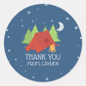 キャンピングバースデーパーティー好意スタンプ ラウンドシール (正面)