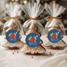 キャンピングバースデーパーティー好意スタンプ ラウンドシール