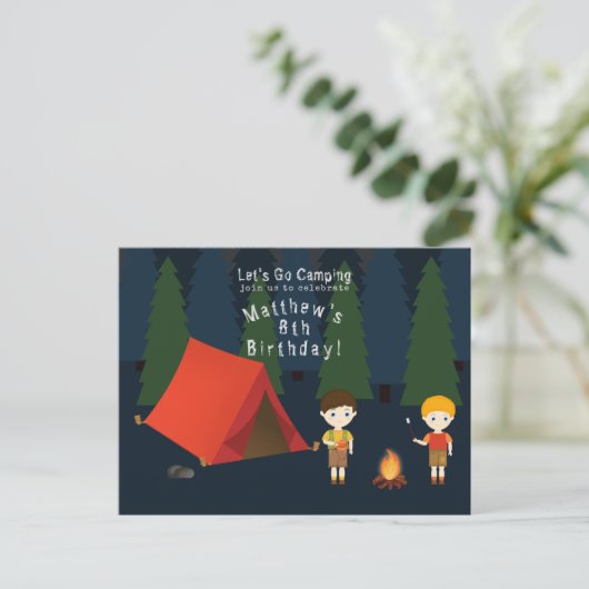 キャンピングバースデーパーティー インビテーションポストカード (スタンド正面)