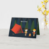 キャンピングバースデーパーティー カード (黄色い花)