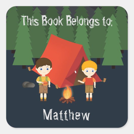 キャンピングバースデーパーティー スクエアシール (正面)