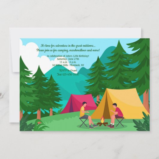 キャンピングバースデーパーティー 招待状 (正面)
