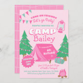 キャンピングバースデーパーティー 招待状 (正面/裏面)