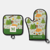 キャンピングパターン 鍋つかみ&鍋敷きセット (正面)