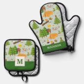 キャンピングパターン 鍋つかみ&鍋敷きセット (正面/裏面)