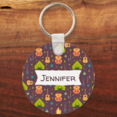 キャンピングパター素朴ンのテントとギター キーホルダー (正面)