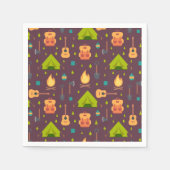 キャンピングパター素朴ンのテントとギター スタンダードカクテルナプキン (正面)