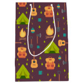 キャンピングパター素朴ンのテントとギター ミディアムペーパーバッグ (正面)