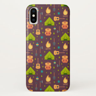 キャンピングパター素朴ンのテントとギター iPhone X ケース