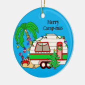 キャンピングパーソナライズされたをテーマにしたクリスマス セラミックオーナメント (左)