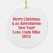 キャンピングパーソナライズされたをテーマにしたクリスマス セラミックオーナメント (裏面)