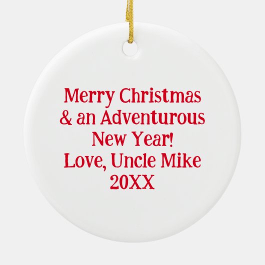キャンピングパーソナライズされたをテーマにしたクリスマス セラミックオーナメント (裏面)