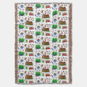 キャンピングパーソナライズされたをテーマにしたハッピーキャンパー スローブランケット (正面縦)