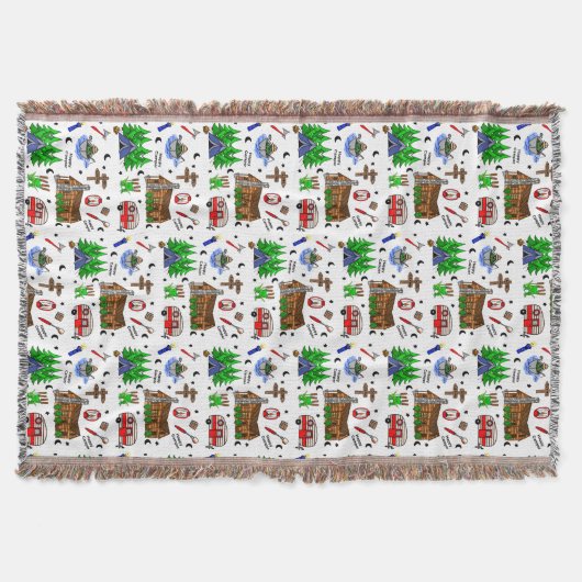 キャンピングパーソナライズされたをテーマにしたハッピーキャンパー スローブランケット (正面)