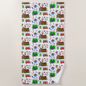 キャンピングパーソナライズされたをテーマにしたハッピーキャンパー ビーチタオル (正面)