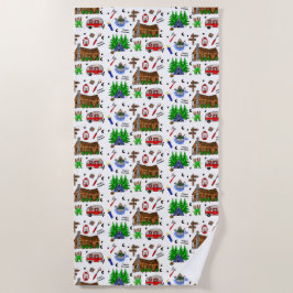 キャンピングパーソナライズされたをテーマにしたハッピーキャンパー ビーチタオル