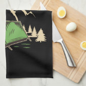 キャンピングパーソナライズされたファミリーキャンプトリップアドベンチャー キッチンタオル (四つ折り)