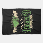 キャンピングパーソナライズされたファミリーキャンプトリップアドベンチャー キッチンタオル (横)