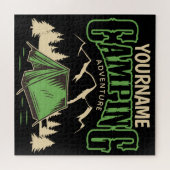 キャンピングパーソナライズされたファミリーキャンプトリップアドベンチャー ジグソーパズル (横)