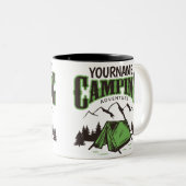 キャンピングパーソナライズされたファミリーキャンプトリップアドベンチャー ツートーンマグカップ (正面右)