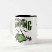 キャンピングパーソナライズされたファミリーキャンプトリップアドベンチャー ツートーンマグカップ (正面左)