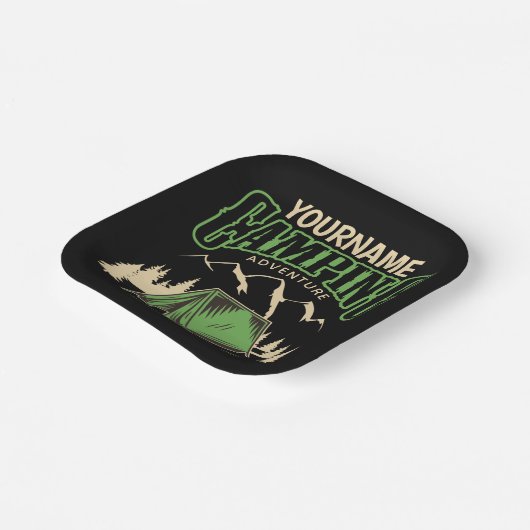 キャンピングパーソナライズされたファミリーキャンプトリップアドベンチャー ペーパープレート (傾斜あり)