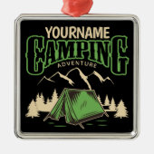 キャンピングパーソナライズされたファミリーキャンプトリップアドベンチャー メタルオーナメント (正面)