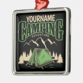 キャンピングパーソナライズされたファミリーキャンプトリップアドベンチャー メタルオーナメント (左)
