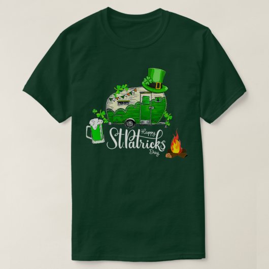 キャンピングビールSt patricks dayシャムロックレプレシャン Tシャツ (デザイン正面)