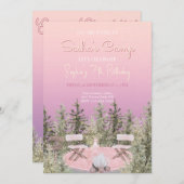 キャンピングピクニックフォレストガール誕生日招待状 招待状 (正面/裏面)