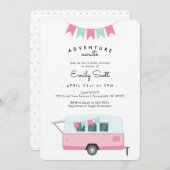 キャンピングピンクアドベンチャーアワイツベイビーシャワー 招待状 (正面/裏面)