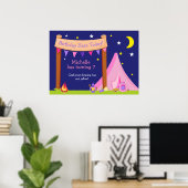 キャンピングピンク&パープル誕生日 ポスター (ホームオフィス)