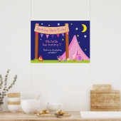 キャンピングピンク&パープル誕生日 ポスター (キッチン)