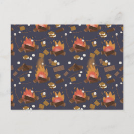 キャンピングファイアアウトドアアドベンチャー&マーシュマローズ シーズンポストカード