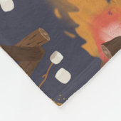 キャンピングファイアアウトドアアドベンチャー&マーシュマローズ フリースブランケット (角)