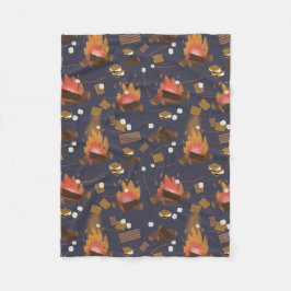 キャンピングファイアアウトドアアドベンチャー&マーシュマローズ フリースブランケット