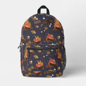 キャンピングファイアアウトドアアドベンチャー&マーシュマローズ プリントバックパック (正面)