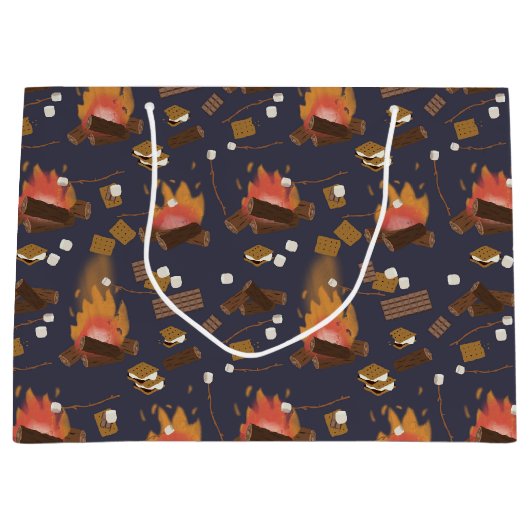 キャンピングファイアアウトドアアドベンチャー&マーシュマローズ ラージペーパーバッグ (正面)