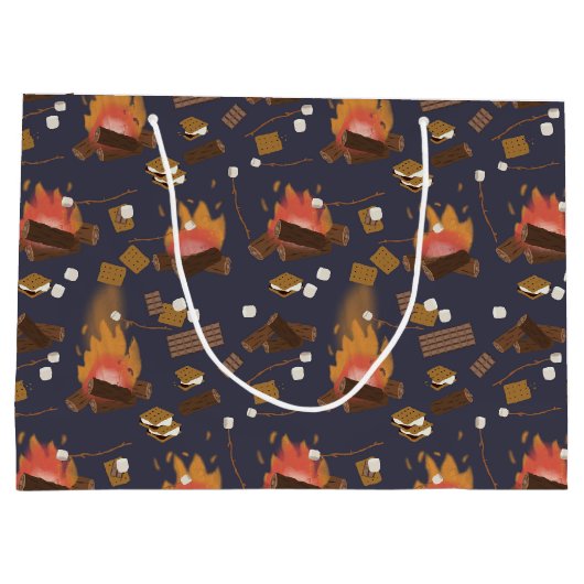 キャンピングファイアアウトドアアドベンチャー&マーシュマローズ ラージペーパーバッグ (裏面)