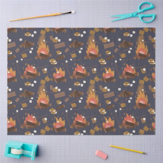 キャンピングファイアアウトドアアドベンチャー&マーシュマローズ 薄葉紙 (クラフト)