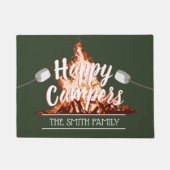 キャンピングファミリーハッピーキャンパーズフォレストグリーン ドアマット (正面)