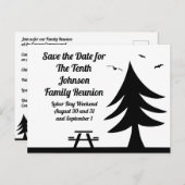 キャンピングファミリー懇親会パインツリーピクニックグラフィック インビテーションポストカード (正面/裏面)