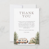 キャンピングフォレストの水の色ベビーシャワー サンキューカード (正面)
