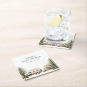 キャンピングフォレストの水の色ベビーシャワー スクエアペーパーコースター (インサイチュ)