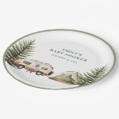 キャンピングフォレストの水の色ベビーシャワー ペーパープレート (アングル)