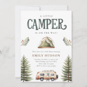 キャンピングフォレストの水の色ベビーシャワー 招待状 (正面)