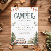 キャンピングフォレストの水の色ベビーシャワー 招待状